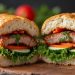 Ổ bánh mì Việt Nam cắt đôi lộ pate, thịt, rau dưa