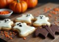 Bánh quy bơ hình ma và dơi trang trí Halloween làm tại nhà