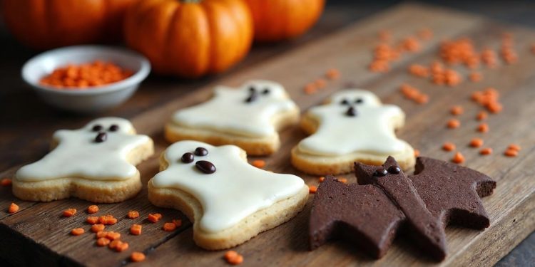 Bánh quy bơ hình ma và dơi trang trí Halloween làm tại nhà