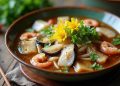 Tô lẩu mắm miền Tây với cá, tôm, cà tím và bông điên điển