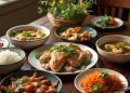 Mâm cơm 20/10 đầy đủ món chính, canh, rau và tráng miệng